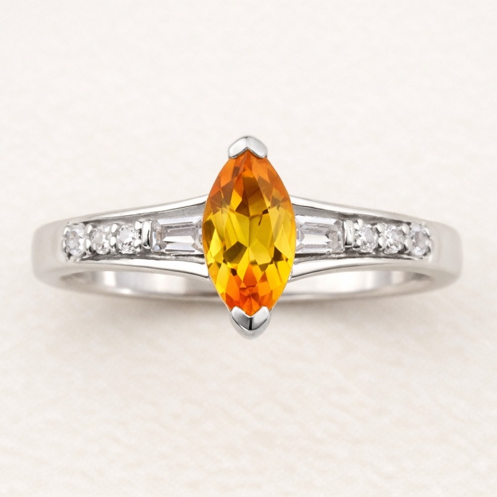 Sphaleros Quartz & White Topaz Ring Platinum Over Sterling Silver Size 6 2.30 ct